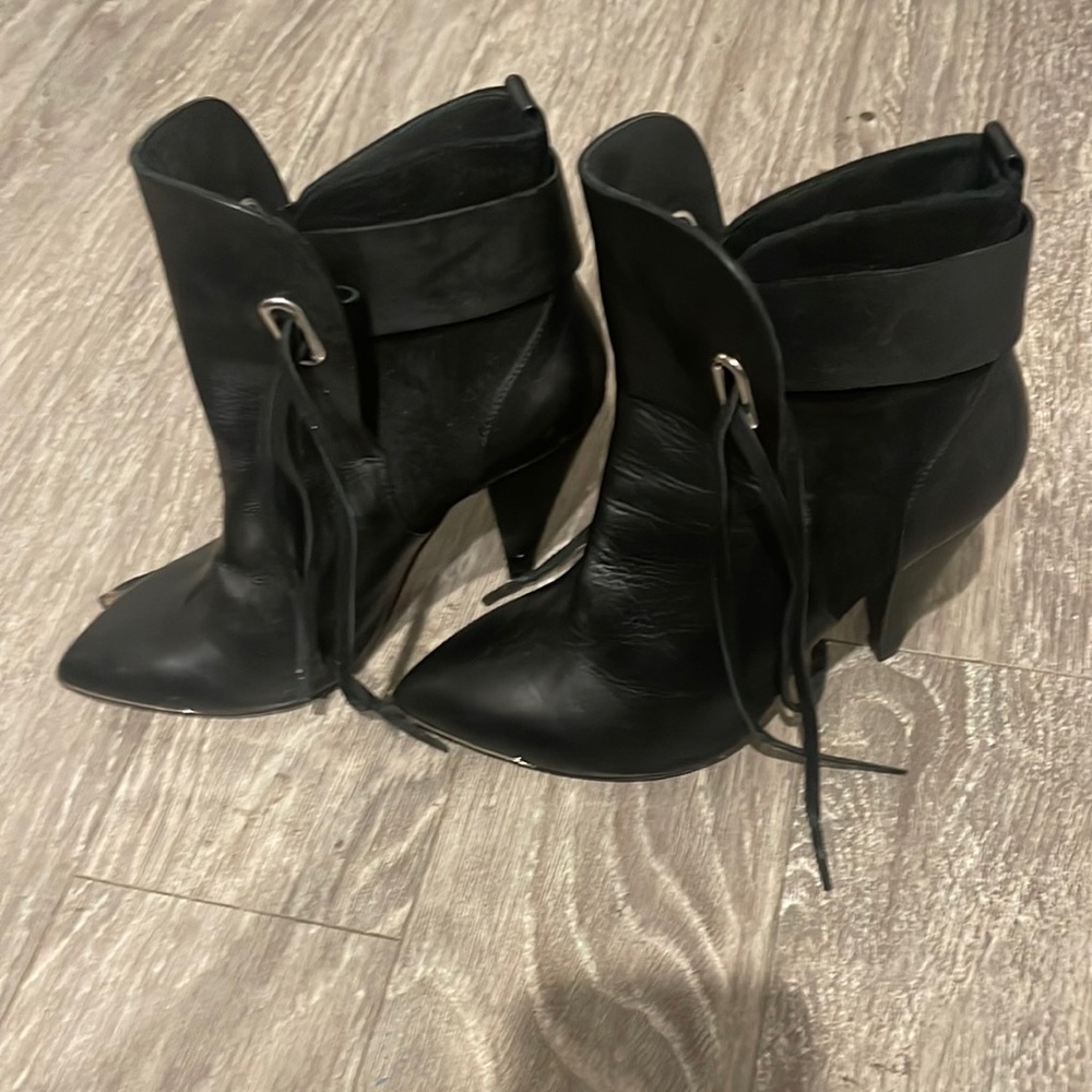 IRO Paris leather & suede bootie with fringe detail